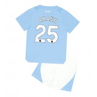 Camisa de Futebol Manchester City Manuel Akanji #25 Equipamento Principal Infantil 2023-24 Manga Curta (+ Calças curtas)